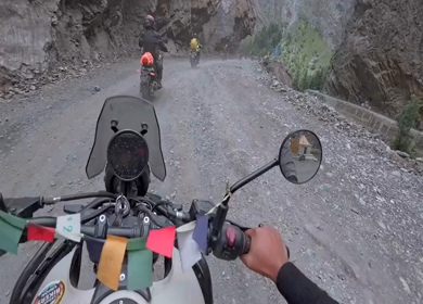POV Motorcycle Ride Through Scenic Mountain Roads in Ladakh India