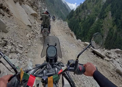 POV Motorcycle Ride Through Scenic Mountain Roads in Ladakh India