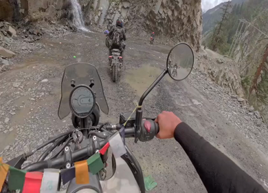 POV Motorcycle Ride Through Scenic Mountain Roads in Ladakh India