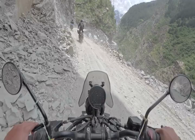 POV Motorcycle Ride Through Scenic Mountain Roads in Ladakh India