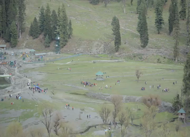 Pahalgam Golf Course and Scenic Himalayan Mountains Kashmir Jammu and Kashmir India