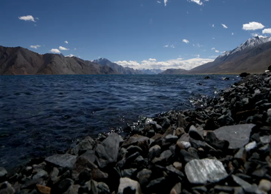 A Timelapse shot of the Pangong Lake in the daytime at Leh, Ladakh