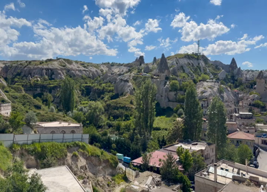 Panoramic View of Goreme Town in Cappadocia Turkey