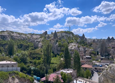 Panoramic View of Goreme Town in Cappadocia Turkey