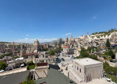 Panoramic View of Goreme Town in Cappadocia Turkey