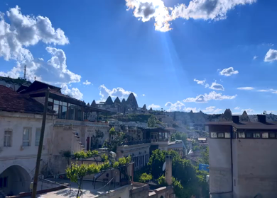 Panoramic View of Goreme Town in Cappadocia Turkey