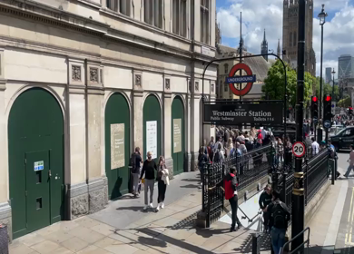 15th June 2024 : People outside Westminster Underground Station in London England