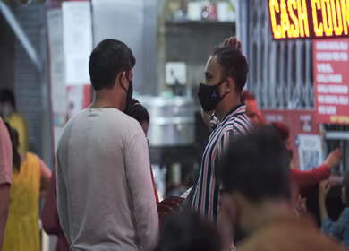 4th April 2021: Shot of people eating at Rajinder Da Dhaba during Covid-19 at New Delhi,India