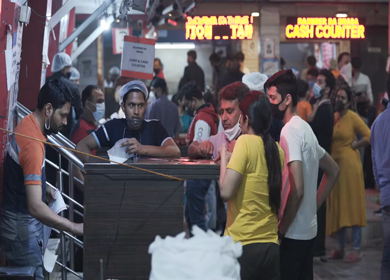4th April 2021: Shot of people eating at Rajinder Da Dhaba during Covid-19 at New Delhi,India