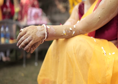 A shot of an Indian Wedding where rituals are being performed at New Delhi, India