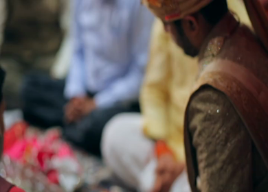 A shot of rituals being performed at an Indian Wedding in India