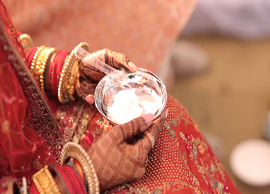 A shot of an Indian Wedding where rituals are being performed in India