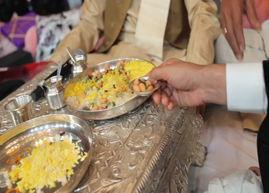 A shot of an Indian Wedding where rituals are being performed in India
