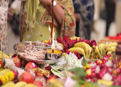 A shot of an Indian Wedding where rituals are being performed in India