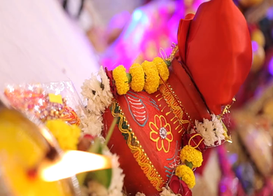 A shot of an Indian Wedding where rituals are being performed in India