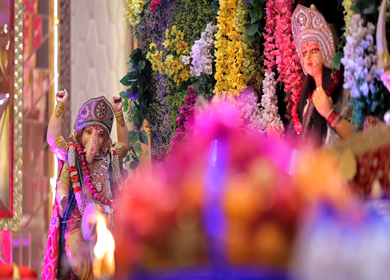 A shot of an Indian Wedding where rituals are being performed in India