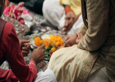 A shot of rituals being performed at an Indian Wedding in India
