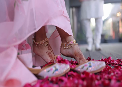 A shot of an Indian Wedding where rituals are being performed in India