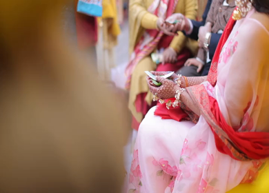 A shot of an Indian Wedding where rituals are being performed in India