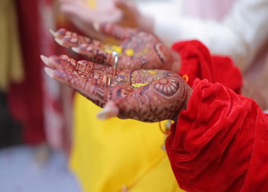 A shot of an Indian Wedding where rituals are being performed in India
