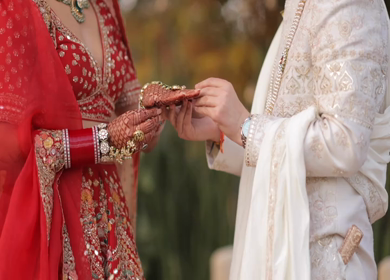A shot of an Indian Wedding where rituals are being performed in India