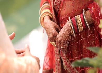 A shot of an Indian Wedding where rituals are being performed in India
