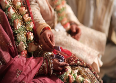 A shot of rituals being performed at an Indian Wedding in India