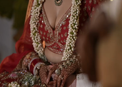 A shot of an Indian Wedding where rituals are being performed in India