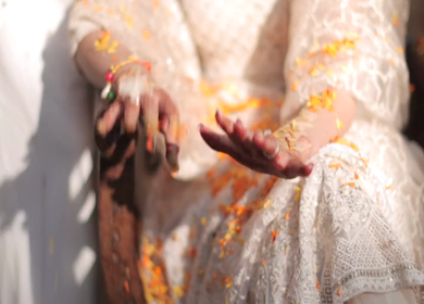 A shot of an Indian Wedding where rituals are being performed in India