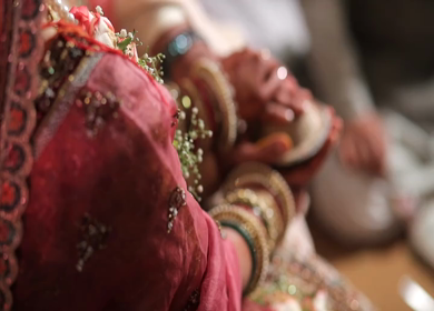 A shot of rituals being performed at an Indian Wedding in India