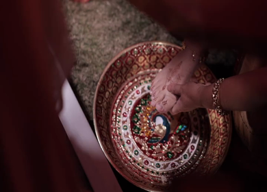 9th February, 2024 : A shot of an Indian Wedding where rituals are being performed in India