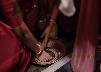 A shot of an Indian Wedding where rituals are being performed in India