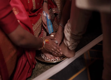 A shot of an Indian Wedding where rituals are being performed in India