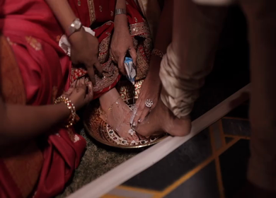 New Delhi, NCR, India 9th February, 2024 : A shot of an Indian Wedding where rituals are being performed in India