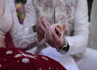 A Slow Motion Shot of an Indian Wedding where rituals are being performed in India