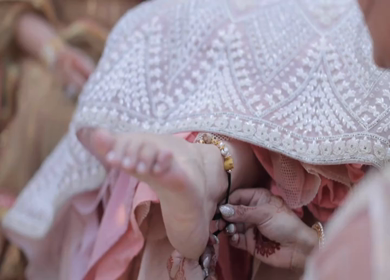A Slow Motion Shot of an Indian Wedding where rituals are being performed in India