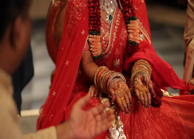 A shot of rituals being performed at an Indian Wedding in India