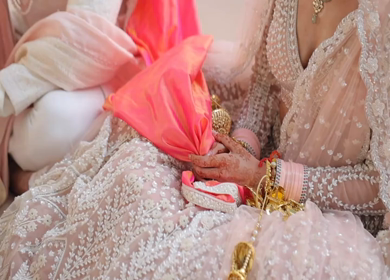 A Slow Motion Shot of an Indian Wedding where rituals are being performed in India