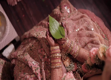 A Slow Motion Shot of an Indian Wedding where rituals are being performed in India