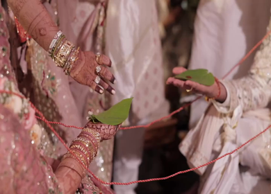 A Slow Motion Shot of an Indian Wedding where rituals are being performed in India