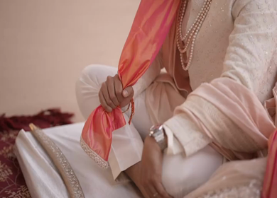 A Slow Motion Shot of an Indian Wedding where rituals are being performed in India