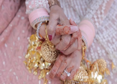 A Slow Motion Shot of an Indian Wedding where rituals are being performed in India