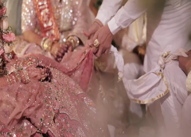 A Slow Motion Shot of an Indian Wedding where rituals are being performed in India