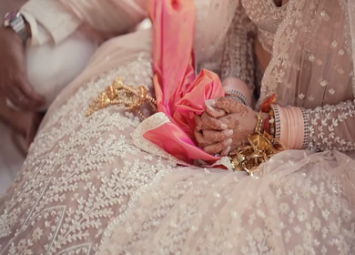 A Slow Motion Shot of an Indian Wedding where rituals are being performed in India