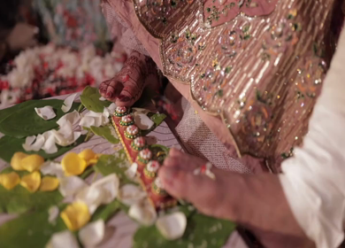 A Slow Motion Shot of an Indian Wedding where rituals are being performed in India