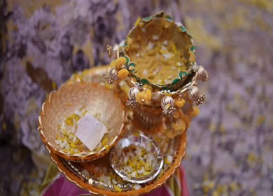 A Slow Motion Shot of an Indian Wedding where rituals are being performed in India