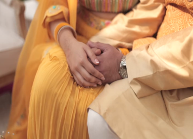 A Slow Motion Shot of an Indian Wedding where rituals are being performed in India