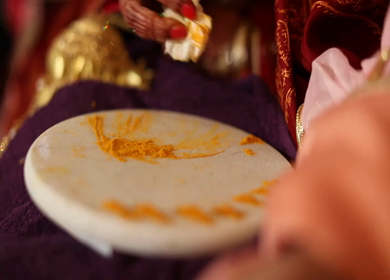 A shot of an Indian Wedding, where rituals are being performed in India