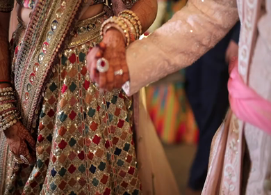 A Slow Motion Shot of an Indian Wedding where rituals are being performed in India