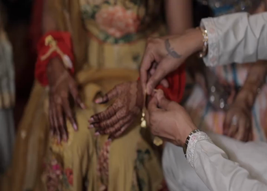 A Slow Motion Shot of an Indian Wedding where rituals are being performed in India